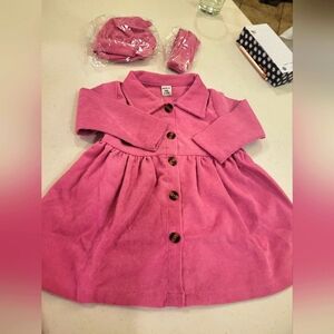 Pink Coat Belted Dress Outfit